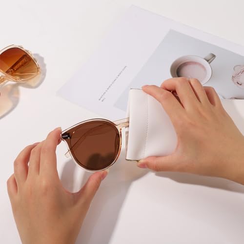 Image of 4Pcs Squeeze Top Glasses Case, Glasses Cases Soft, Portable Sunglass Case Soft Leather Eyeglass Case for Women Men Kid