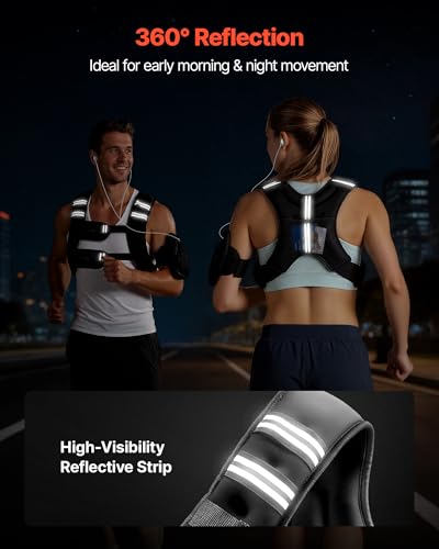 Image of VEVOR Weighted Vest, 12 /16 /20 /30 lbs Weight Vest with Reflective Stripe, Adjustable Buckle Body Weight Vest, Workout Equipment for Strength Training, Running, Jogging, Fitness, and Weight Loss