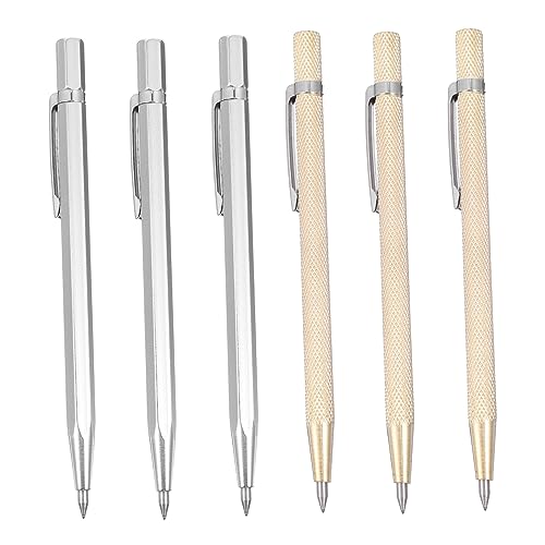 LALAFINA 6 Piezas cuchilla de corte cortavidrios tungsteno engraving pen Bolígrafo grabador de cerámica herramientas de grabador suministros de grabado pluma de grabado aleación de aluminio