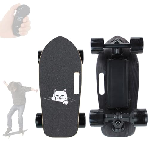 Feiphla Tabla De Arce De 7 Capas, Longboard EléCtrico Todoterreno, Frenado Suave, Control Remoto De 4 Velocidades, para Adultos Y Principiantes MiddleFingerCat-15kmRange