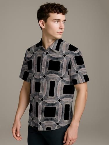 Image of BULLMER Trendy Regular Fit Cotton Blend Printed Casual Half Sleeve Shirt for Men | Stylish Mens Casual Shirts | Shirts for Men
