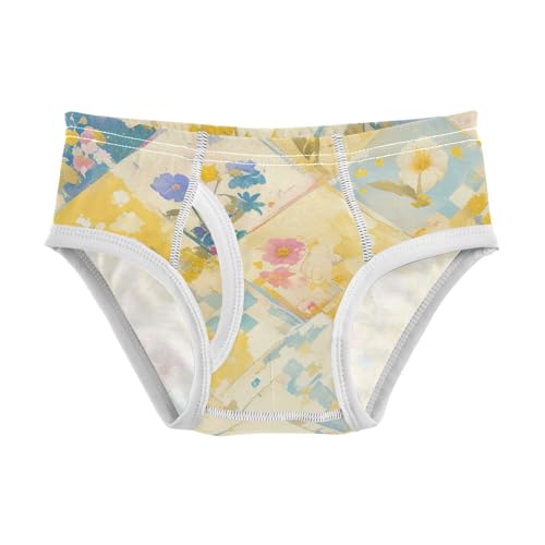 KLL Retro Checker Board Groovy Flower Toddler Boys' Pure Cotton Training Underwear Cute Children Undies