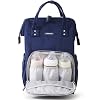 SUNVENO Velvet Stitching Diaper Bag Backpack Large Capacity Tote Shoulder Nappy Bag Organizer for Baby Care with Insulated Pockets,Waterproof Fabric, Blue