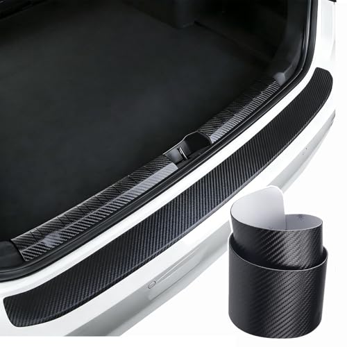 Image of Rear Bumper Protector for SUV /Truck, 35.4 inchx2.7 inchUniversal Matte Black Guard - Carbon Fiber Textured Anti-Scratch, High-Adhesion Easy Install Trunk Lip Cover