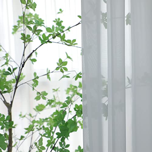Image of Window Light Gray Sheer Curtains 84 Inches Long 2 Panels Sheer Curtain Basic Rod Pocket Panel for Bedroom Children Living Room Yard Kitchen (Light Gray, 52 inch W x 84 inch L | 2 pcs)