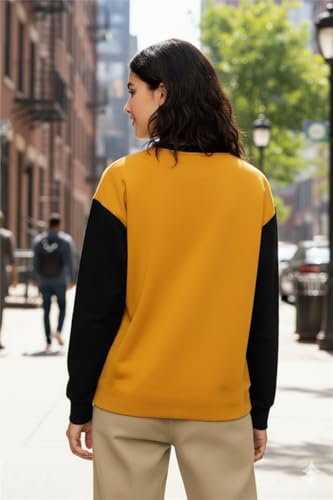 Image of LEOTUDE Full Sleeve Cottonblend Oversized Tshirt for Women, Round Neck