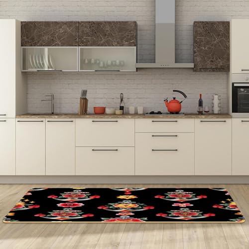 Tapis de couloir pour cuisine et buanderie motif ancres maritimes
