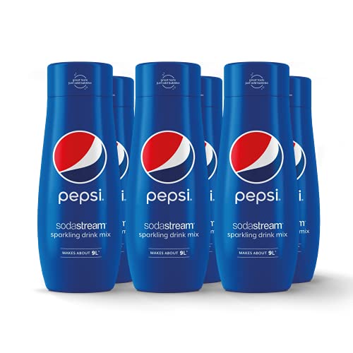 SodaStream Flavours Pepsi Sparkling Drink Mix, Soda & Fizzy Drink Maker Concentrate, Original Pepsi Recipe, Just Add Sparkling Water, Official Pepsi Cola x SodaStream Syrup - 6 x 440ml Multi Pack