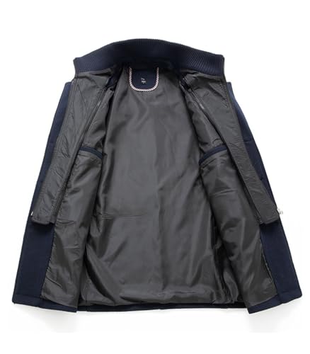 Image of INVACHI Men's Wool Blend Coat Single Breasted Trench Coat Thermal Business Winter Coat with Removeable Collar