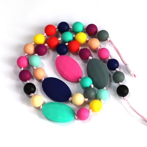Chew Necklaces for Sensory Kids, Silicone Chewy Necklace Sensory for Biting Chewing Fidgeting, Sensory Toys for Autistic Children or Adults ADHD Anxiety SPD