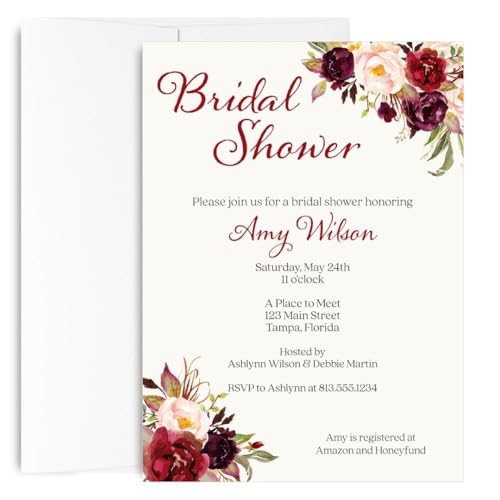 Wedding Shower Invites Personalized Custom Printed Bridal Shower Love in Bloom Invitations (12 count)