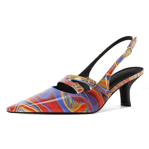 YODEKS Slingback Kitten Heel for Women Pointed Toe Low Heel Pumps...