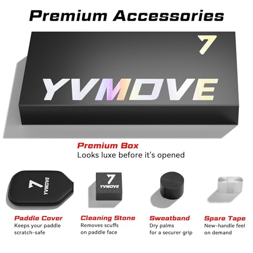 YVmove 16mm 18K T800 Carbon Fiber Pickleball Paddle, USAPA Approved (Titanium Black) - image 9
