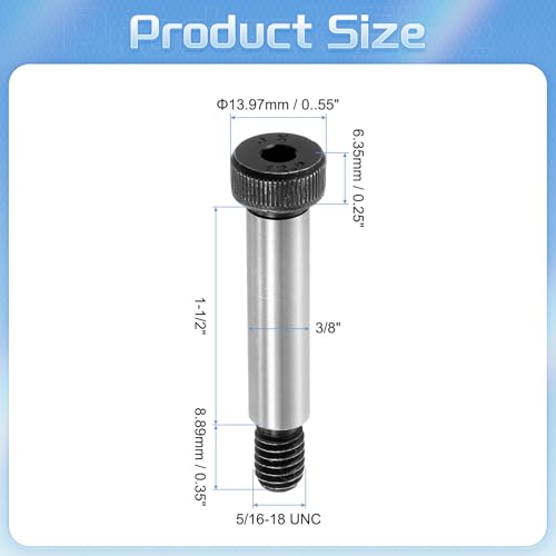 QUARKZMAN Legierungstahl Sechskantkopf Schulter Schraubenbolzen, 1-1/2 Schulterlänge, 3/8 Schulterdurchmesser, 5/16-18 UNC Gewinde, 12 Stück