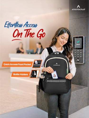 Image of Aristocrat Chip 15.6 inch Compatible Laptop Backpack 32L | 2 Compartments with Quick-Access Front Pocket | Tablet Sleeve, Rain Cover & Bottle Holders | Office & Casual Backpack for Men & Women