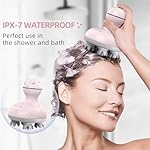 cotsoco Electric Scalp Head Massager, Scalp Hair Massage Waterproof Head Massager with 4 Heads 84 Nodes for Hair Growth and Stress Release Massage Pink - Image 3