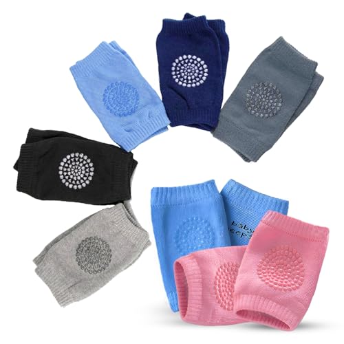 Image of 1 Pair Baby Elbow Knee Protection, Anti Slip Skid Comfort Socks For Safe Crawling and Walking, Baby Knee Elbow Cotton Socks & Pads For Toddlers, Babies & Kids. (Multicolour)