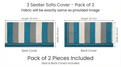 Image of Velvet 3 Seater Sofa Cover Fully Covered | Anti Skid Non Slip | Printed Aqua Blue | Sofa Slipcover for Living Room
