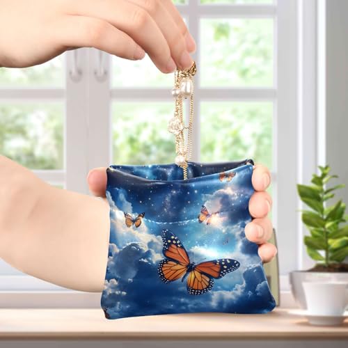 Coin Purse for Women Blue Starry Butterfly Coin Pouch Change Holder PU Leather Mini Wallet Portable Coin Bag Money Pocket4