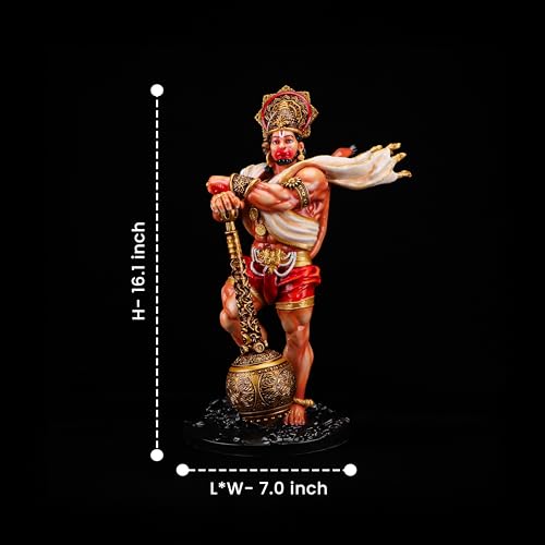 Image of Artarium Bahubali Hanuman Idol for Home Decor (16 Inch), Large Bajrang Bali Hanuman Ji Murti Multicolor Resin Statue for Temple, Pooja Room & Living Room Decorative Showpiece