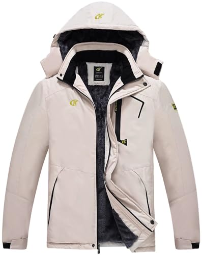 Image of QPNGRP Mens Waterproof Fleece Ski Jacket Windproof Winter Snow Coat