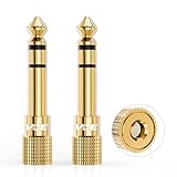 VCE 6.35mm Male to 3.5mm Female 1/4 inch to 1/8 inch 24K Stereo Audio Jack Adapter for Aux Cable, Guitar Amplifier, Headphone, 2 Pack