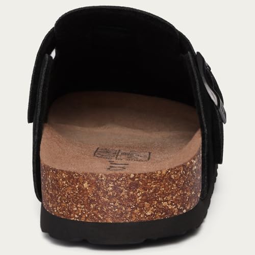 Image of KIDMI Unisex Vegan Suede Clogs Leather Mules Womens Mens Cork Footbed Potato Shoes with Arch Support