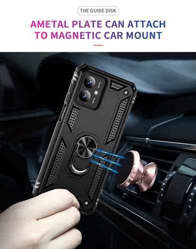 Image of for Motorola Moto G14 Case with [2 Pack] Tempered Glass Screen Protector, for Moto G14 Case Heavy Duty Armor [Military-Grade] Protective，with Magnetic Stand Cover Black