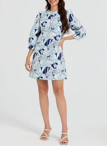 Image of Ladyful Women's Floral Jacquard Dress Cocktail Mini Shift Dresses