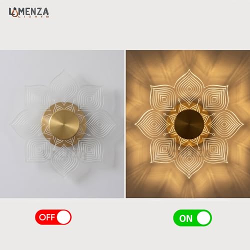 Image of Luxury Flower Wall Light Design 3-in-1 LED Wall Lamp | Fancy Lights for Living Room, Bedroom Wall Decor, Home Decoration Items & Hallway (Golden Finish, Pack of 2)
