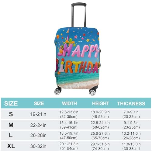 Happy Birthday on The Beach Luggage Cover Washable Elastic Suitcase Cover, Anti Scratch Personalized Suitcase Protectors, Fashion Baggage Covers For Travel2
