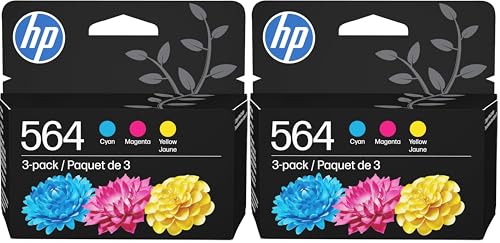 Image of HP 564 Cyan,Magenta,Yellow Ink Cartridges | Works with DeskJet 3500; OfficeJet 4620; PhotoSmart B8550,C6300,D5400,D7560,5500,6510,6520,7500,Plus | N9H57FN,(Pack of 6)