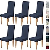 Dioxide Coprisedie con Schienale Elastico Copri Sedia da Cucina Tessuto Jacquard Antimacchia,Universali Coprisedia Elasticizzati, Moderno Fodera Sedia per Soggiorno,Cucina,Casa (Blu Navy,6pc) immagine