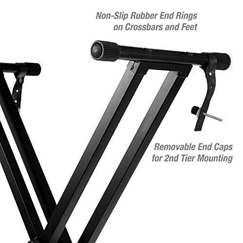 Image of TECHTEST Piano Stand Keyboard Stand Adjustable X-Type Universal Double-Braced X-Style Stand with Locking Straps Assembly Required
