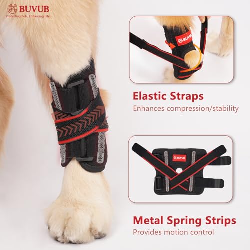 Image of Dog Hock Brace Rear Leg Built-in Metal Spring Strips Support for Sprains, Arthritis, Ligament Injuries, Post-Op Recovery with Adjustable Compression Straps (XL,Pair)