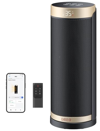Dreo 2000W Smart Space Heater for Bedroom 16 Inch Portable Heaters with 70Oscillation Electric Heater with Thermostat & Remote 3-Mode 3-Speed 12H Timer for Office Home Solaris Slim H3S