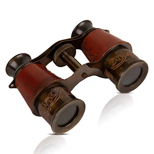 Aysha Instruments 4 inch Primitive Antique Style Brass Binocular with