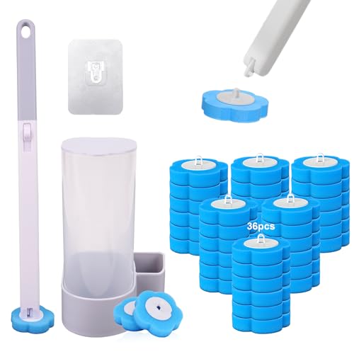 El Mejor Listado de Juegos de lavabo y WC - los más vendidos. 46 Juego de Cepillo de Inodoro Deshechable 36pcs, Escobilla Para Inodoro Desechable Trae Tu Propia Solución Limpiadora, Con 36 Cabezales de Repuesto y Portacepillos de Almacenaje,...