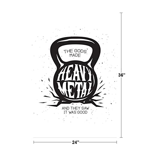 Image of Workout Posters For Home Gym Kettlebell Kettle bell The Gods Made Heavy Metal Cool Wall Art Print Poster 24x36