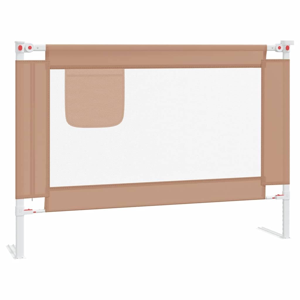 vidaXL Toddler Safety Bed Rail in Taupe - Adjustable Height, Easy Assembly, Sturdy Metal Structure with 100% Polyester Cover, Ideal for Kids
