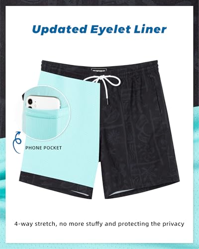 Image of SURF CUZ Mens Swim Trunks with Compression Liner Swim Shorts 7 inch Swimming Trunks Stretch 7 Inch Swim Suits Quick Dry