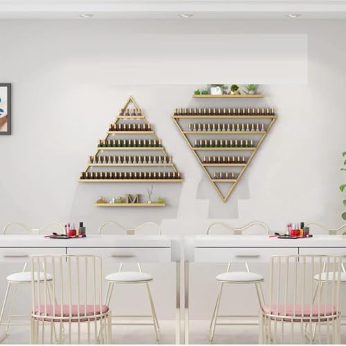 Estante exhibición esmalte pared triangular metálico dorado decorativo 4 piezas 2