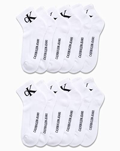 Calvin Klein Men's High Quarter Socks - 12 Pack Breathable Soft Cushion Mini Crew Athletic Socks for Men (Shoe Size: 6-12.5), Size 7-12, White2