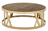 table ronde extensible art nouveau  Casa Padrino Art Deco Table Basse Ronde Or de Luxe avec Dessus en marbre – Collection Luxe