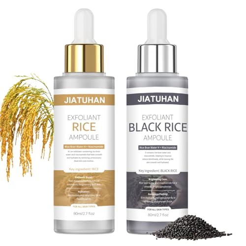 Black Rice Exfoliant,Peel Shot Glow Rice Ampoule Duo Set White an...