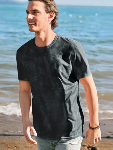 Runcati Mens Short Sleeve Crew Neck T-Shirt Tie Dye Casual Graphic Shirt Hipster Stretchy Tee Tops Black - Image 2