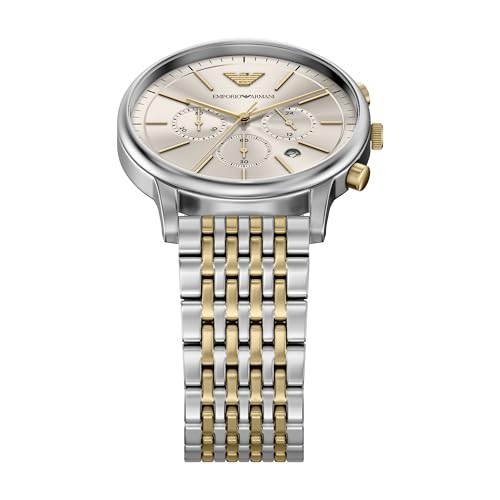 Montre Emporio Armani acier inoxydable bicolore chronographe étanche pour homme - 4