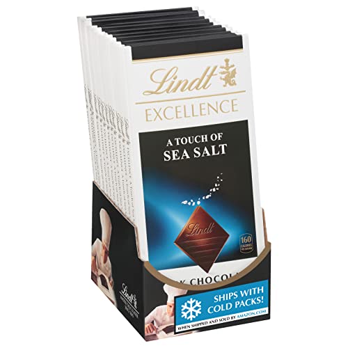 Image of Lindt EXCELLENCE Sea Salt Dark Chocolate Bar, Dark Chocolate Candy with a Touch of Sea Salt, 3.5 oz. Bar (12 Pack)