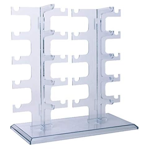 Allpdesky 2 Pack Two Row Sunglasses Rack 10 Pairs Sunglasses Rack Holder Glasses Display Stand Transparent Cover