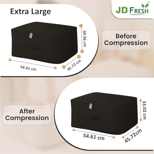 Image of JD FRESH 1 Pcs Nylon Ultra Space Saving Compression Organizer Bag /Storage Bags With Zipper /Compression Storage Bags For Clothes /Large Capacity Organizer Bag for Comforters /Blankets /Travel- XL Size